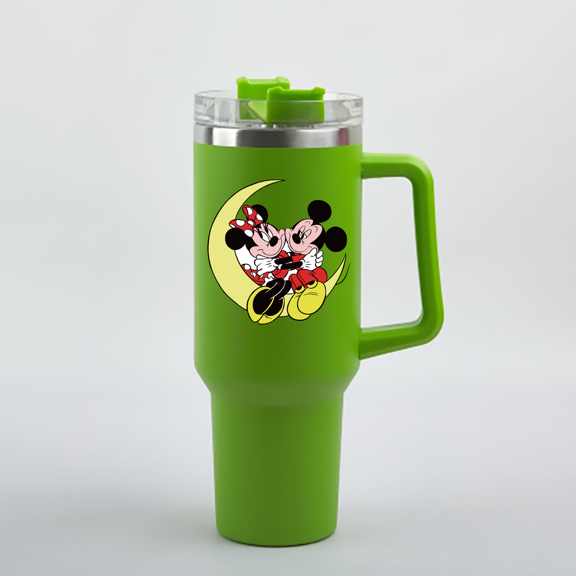 （画像用） ミッキーマウス Mickey Mouse 1200mL車用タンブラー - クリスタルステッカー（プラスチックストロー付き）